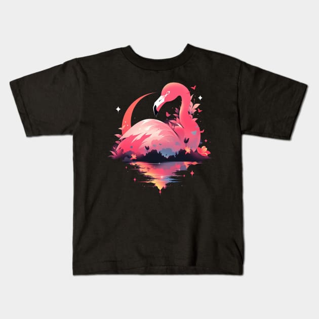 flamingo Kids T-Shirt by skatermoment